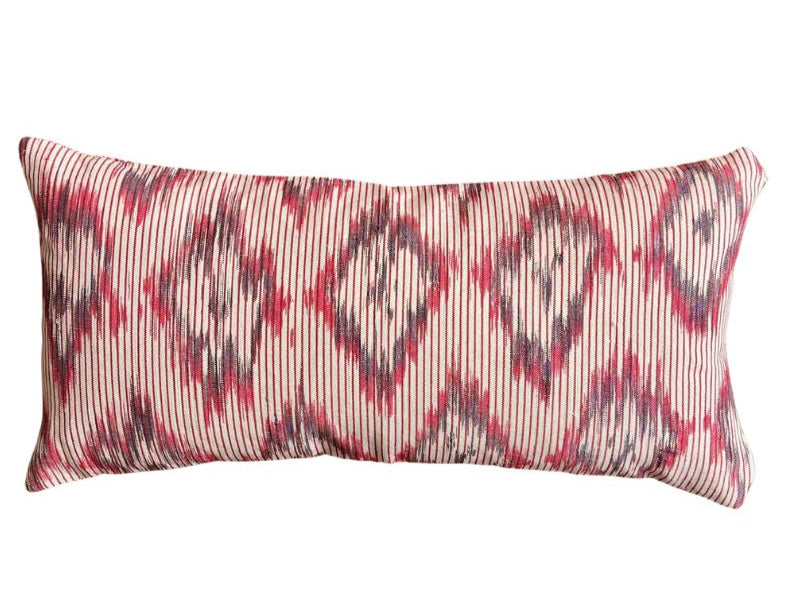 MALLORCAN FABRIC CUSHION -NARROW RED STRIPE WITH CHEVRONS