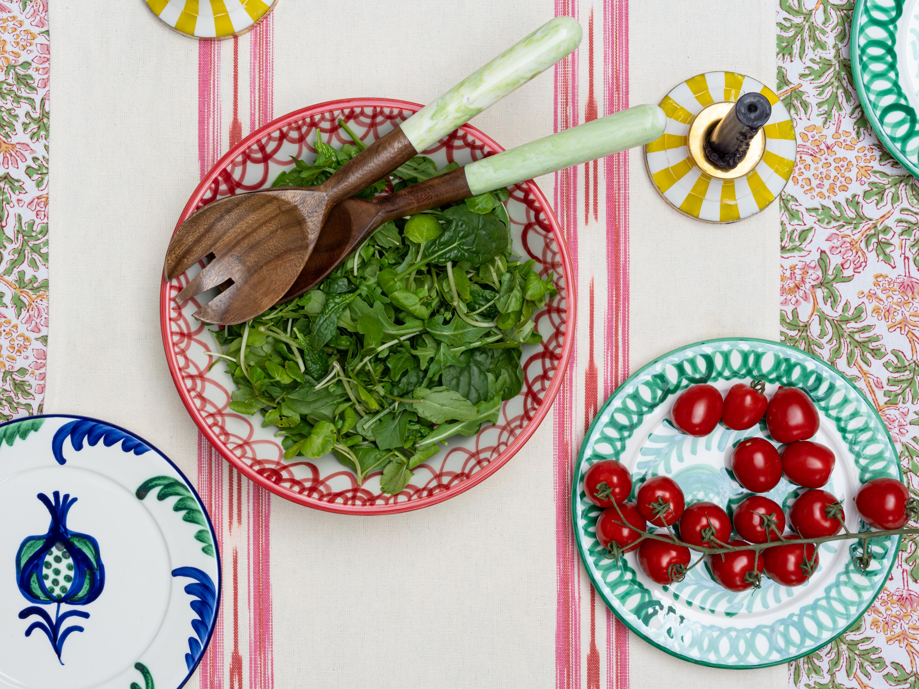 SIDE / DESSERT / SALAD PLATE - POMEGRANATE WITH SIDE FERNS - Part of our Soho Home Collection