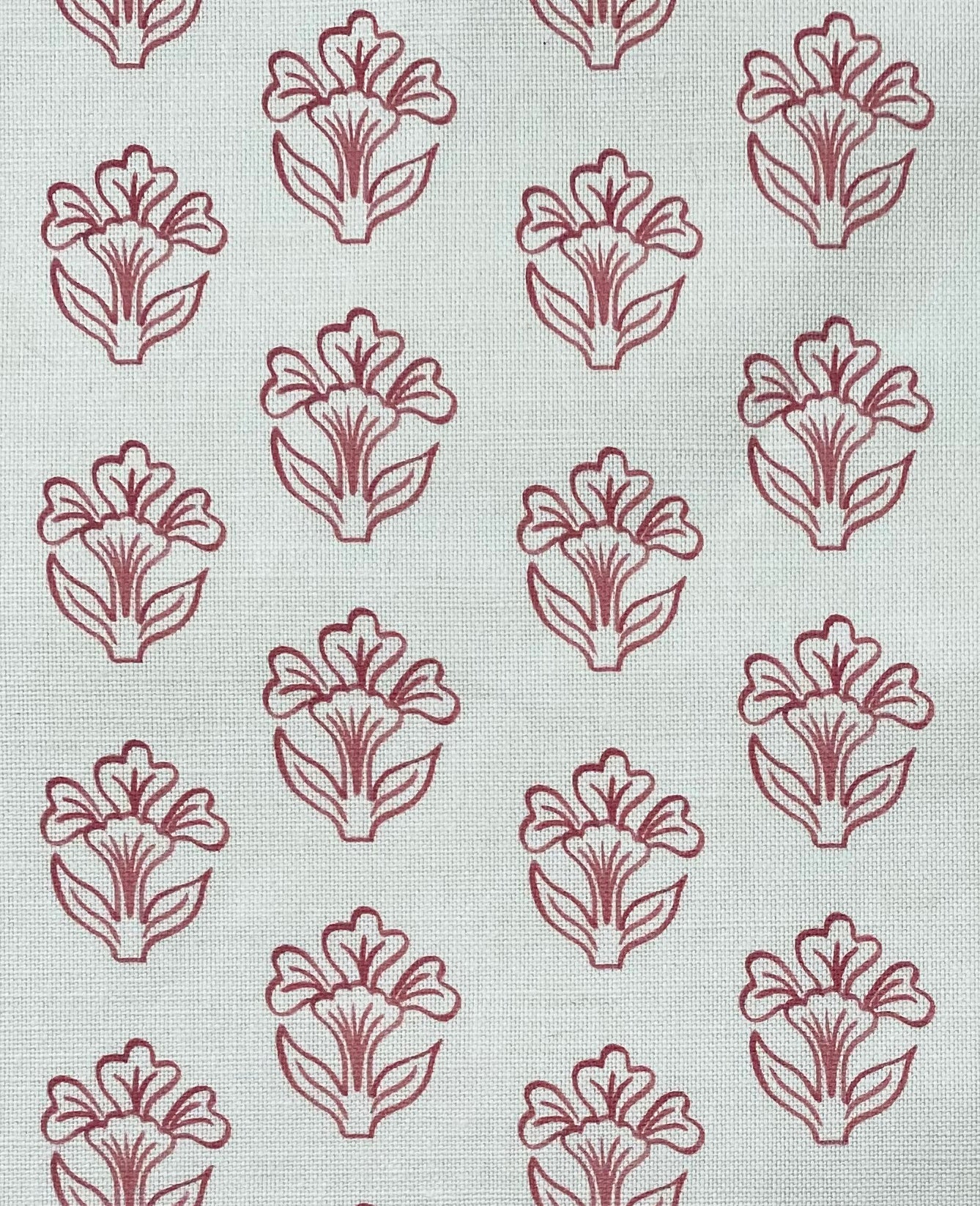 Inspired by block print, floral pink motif printed in England