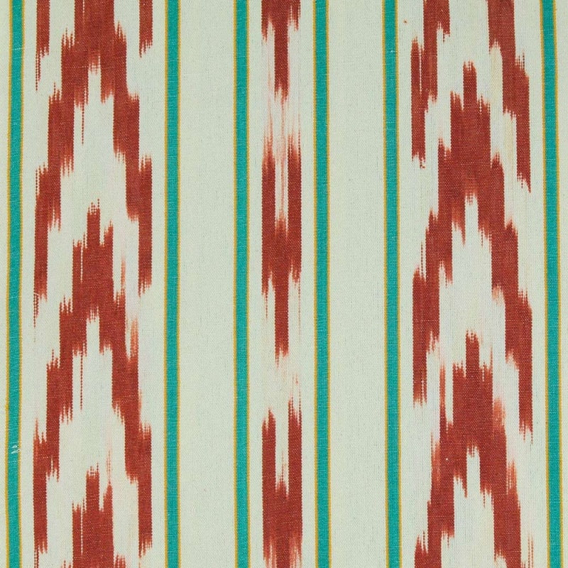 TEIXITS RIERA - TERRACOTTA CHEVRON AND AQUA STRIPE