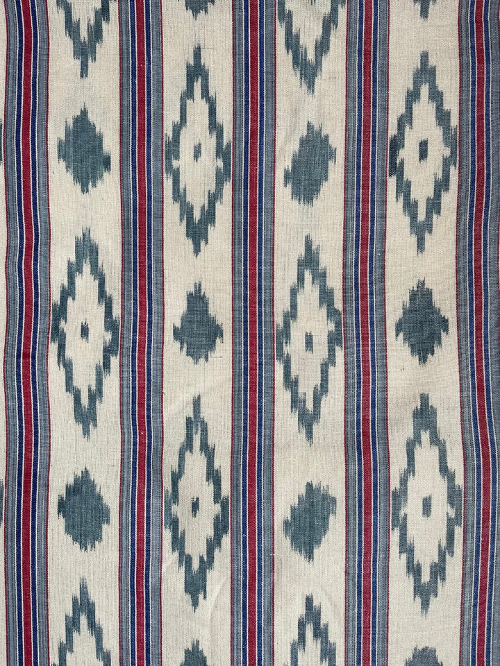 BUJOSA FABRIC - DENIM BLUE AND RED STRIPE WITH CHEVRONS