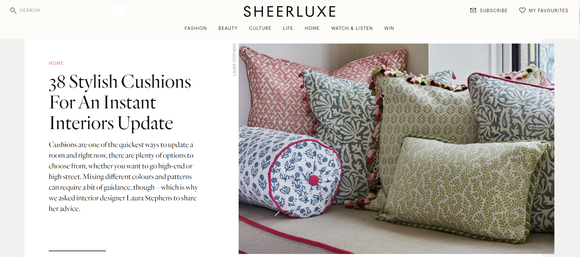 Sheerluxe - Stylish Cushions - 4 November 2021