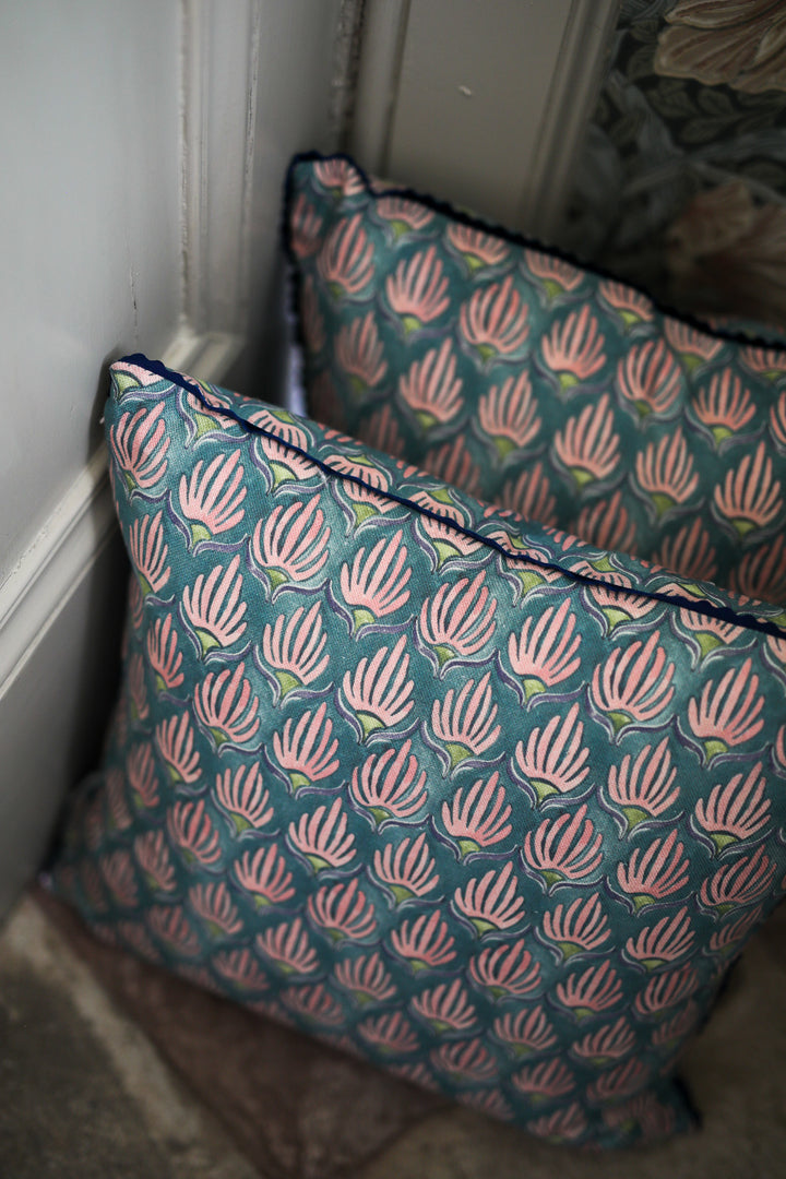 PARDIS FABRIC CUSHION IN TULIPS JADE