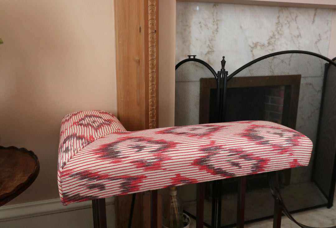 BUJOSA FABRIC - NARROW RED STRIPE WITH DARK RED CHEVRONS