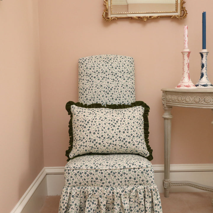 RUFFLE CUSHION  - BLOSSOM FOREST GREENS