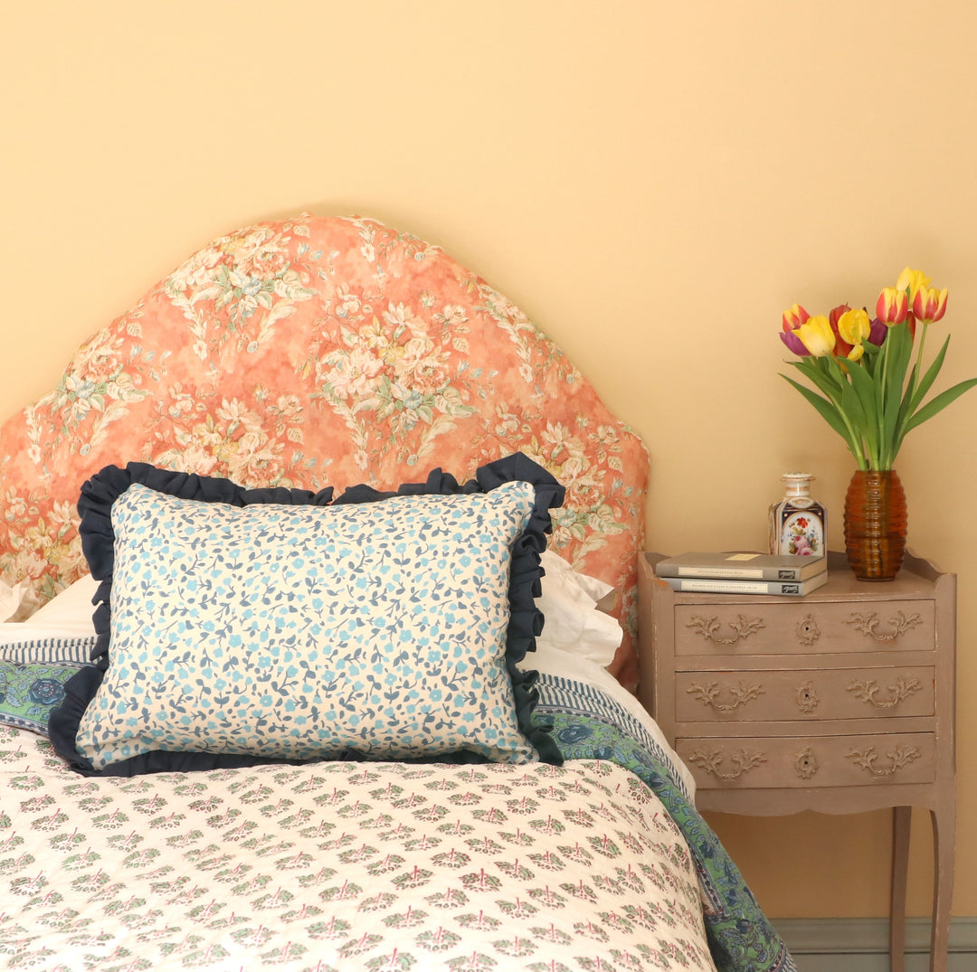 RUFFLE CUSHION  - BLOSSOM TWO BLUES