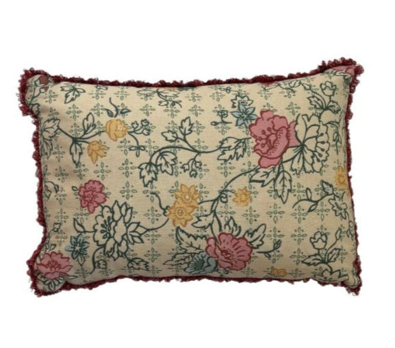 MARY'S MEANDER CUSHION WITH ANTIQUE PINK TRIM