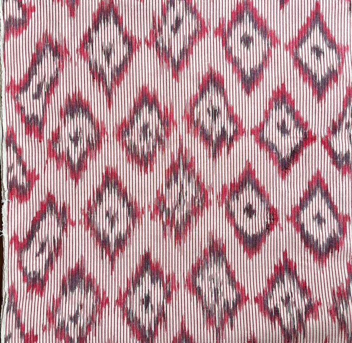 BUJOSA FABRIC - NARROW RED STRIPE WITH DARK RED CHEVRONS