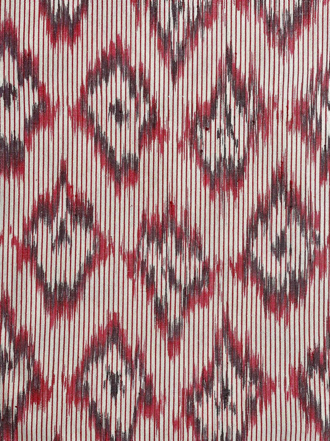 BUJOSA FABRIC - NARROW RED STRIPE WITH DARK RED CHEVRONS