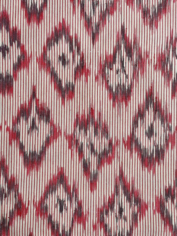 BUJOSA FABRIC - NARROW RED STRIPE WITH DARK RED CHEVRONS
