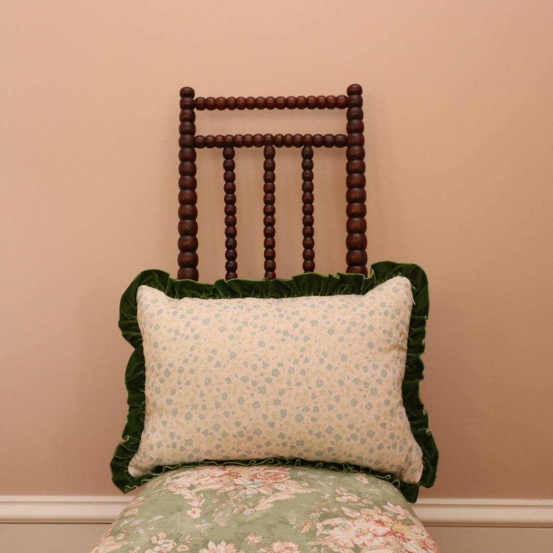 RUFFLE CUSHION  - BLOSSOM PALE SAGE