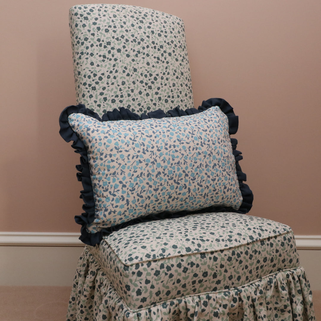 RUFFLE CUSHION  - BLOSSOM TWO BLUES
