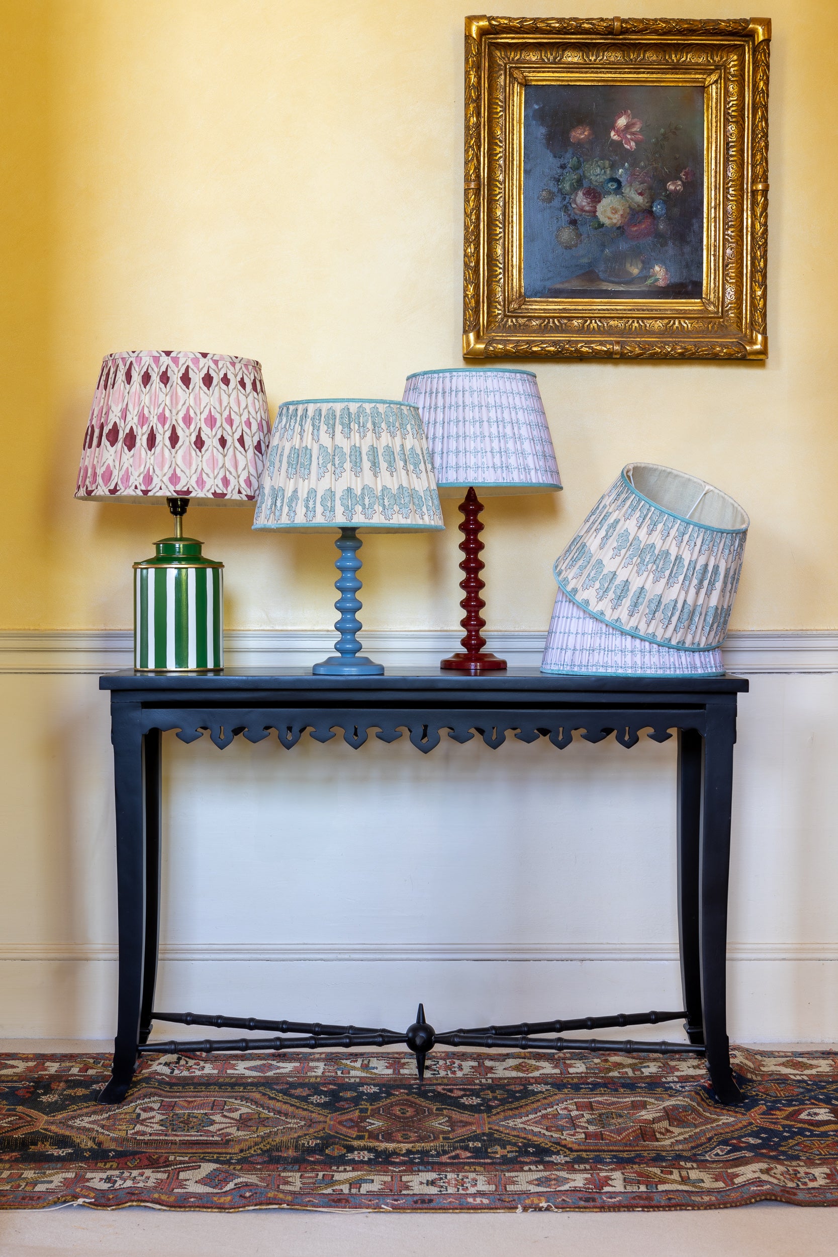 LAMPSHADE - PLEATED SHADE IN BOWMONT DUCK EGG REVERSE