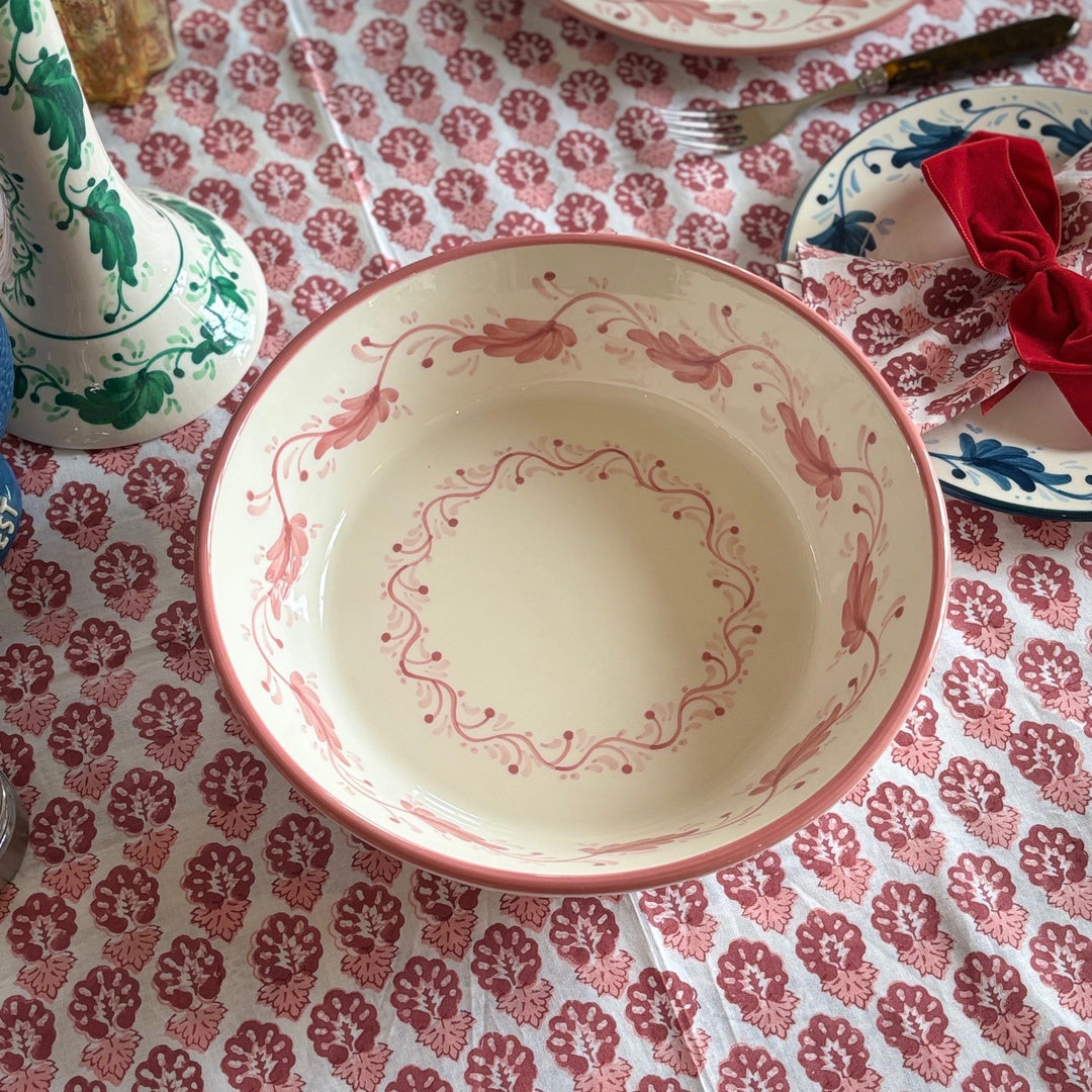 LARGE BOWL (LEBRILLO) -  PINK GARLAND