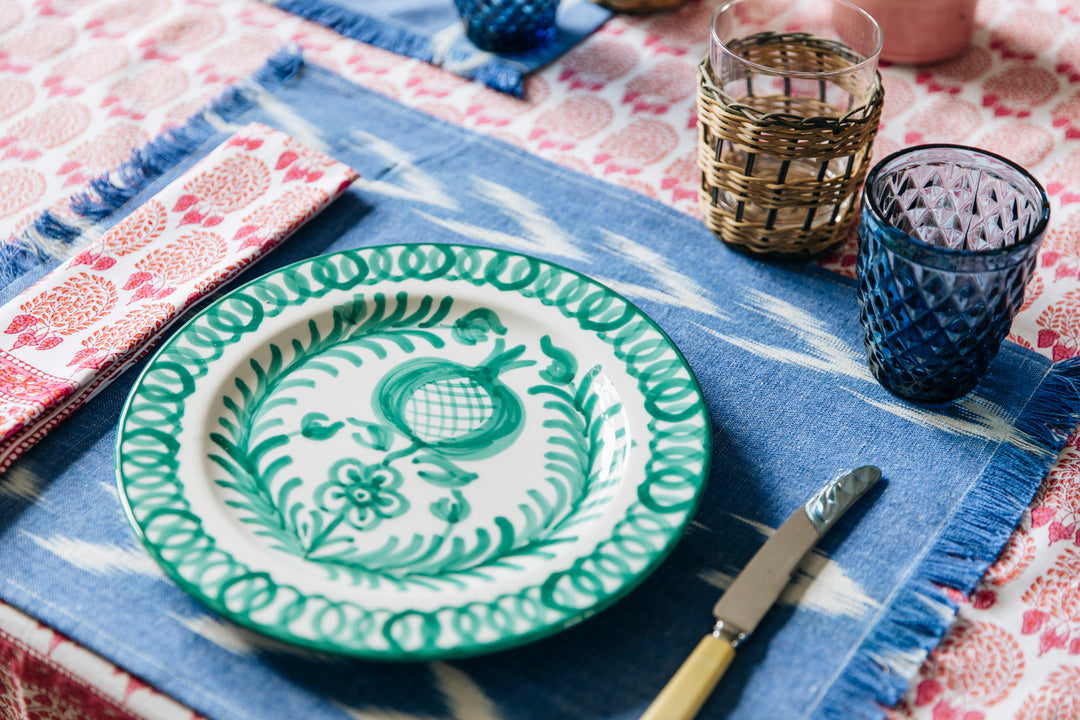 DINNER PLATE - GREEN POMEGRANATE DESIGN