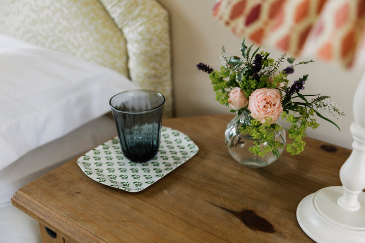 MELAMINE TRAY - SMALL TREE PATTERN, GREEN