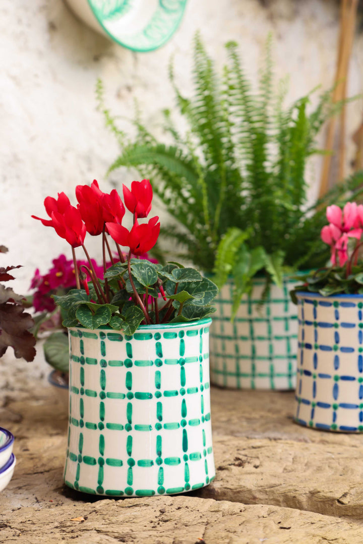 SMALL FLOWER POT - DASH DOT JUST GREEN