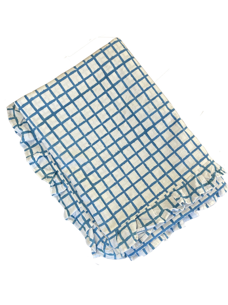 BLUE RUFFLE CHECK TABLECLOTH - Sale 30% off