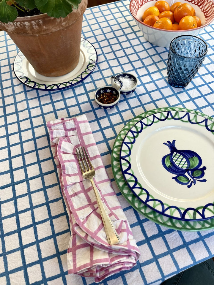 BLUE RUFFLE CHECK TABLECLOTH - Sale 30% off