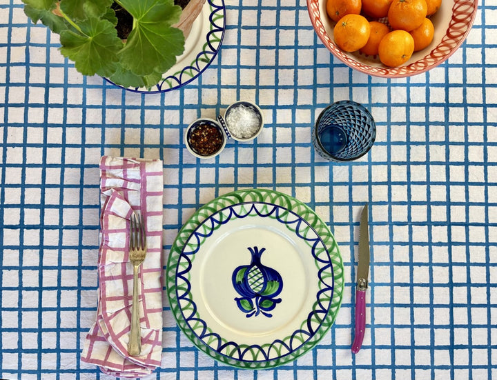 BLUE RUFFLE CHECK TABLECLOTH - Sale 30% off