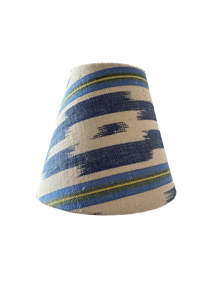 LAMPSHADE - SMALL CLIP-ON, MULTISTRIPE WITH INDIGO CHEVRON