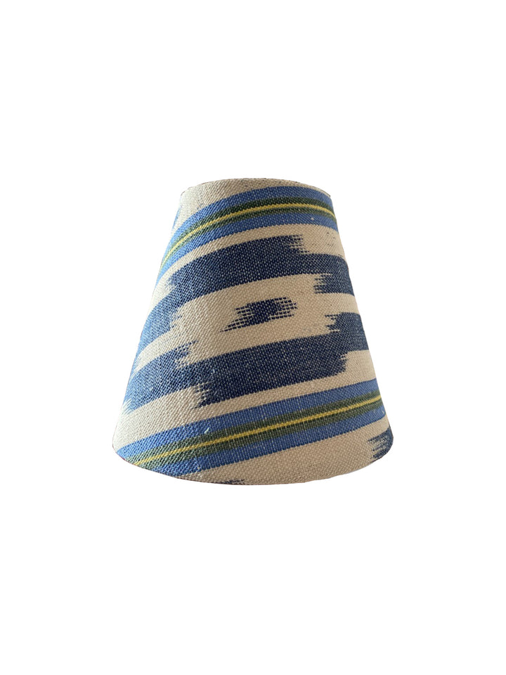 LAMPSHADE - SMALL CLIP-ON, MULTISTRIPE WITH INDIGO CHEVRON
