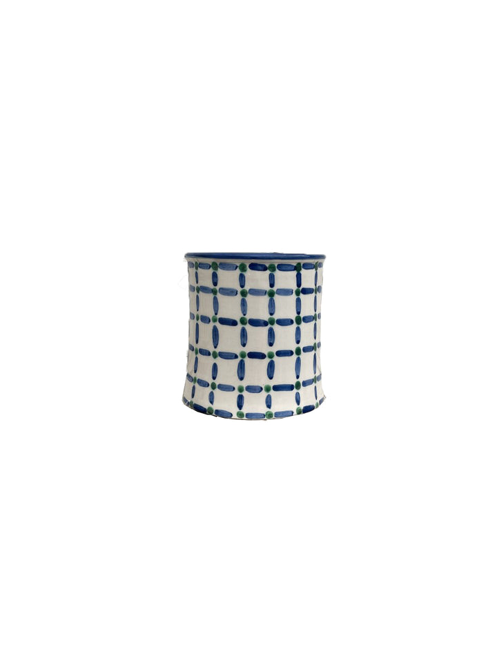 SMALL FLOWER POT - DASH DOT BLUE GREEN