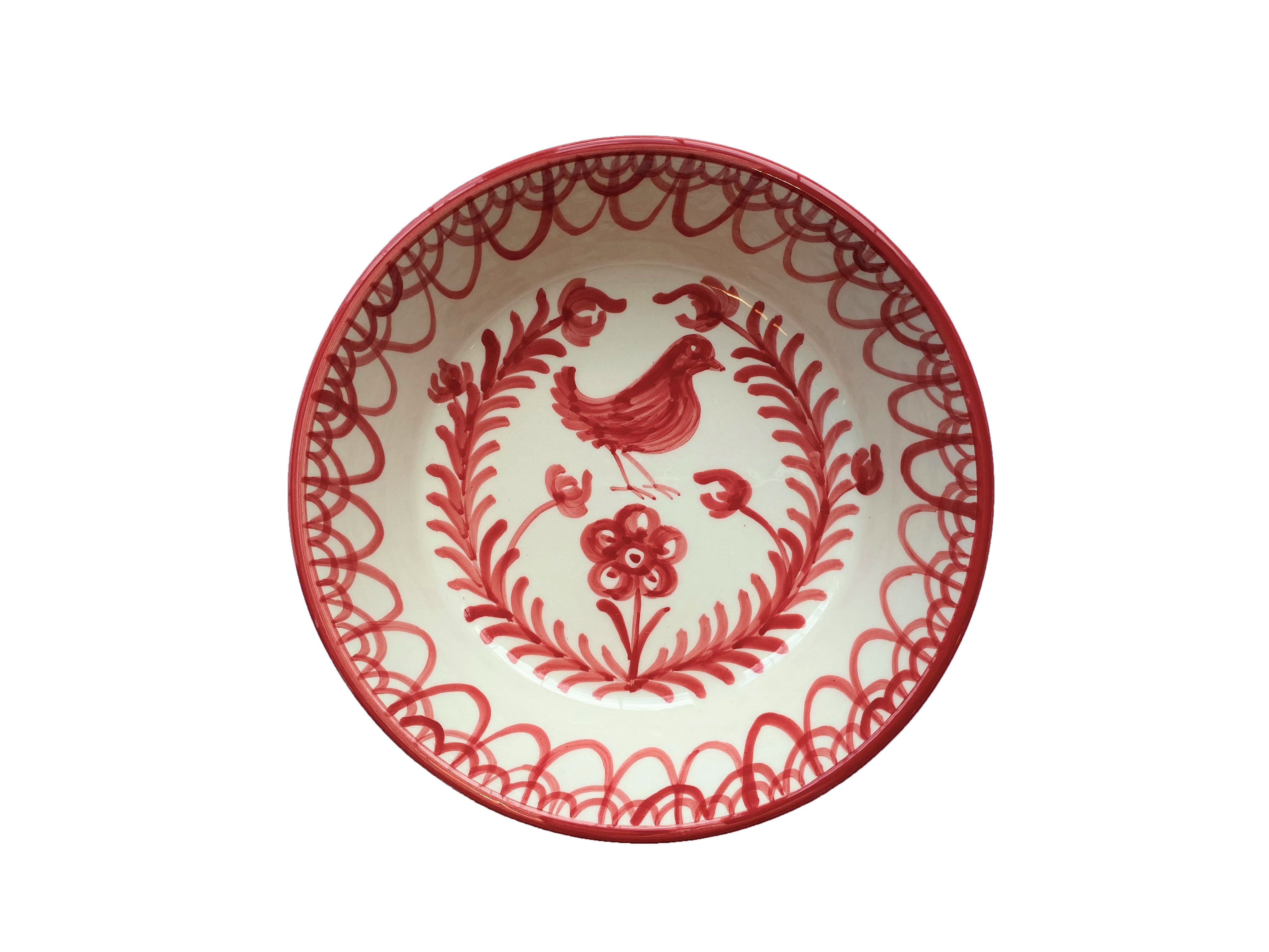 LARGE BOWL (LEBRILLO) -  BURNT SIENNA BIRD DESIGN