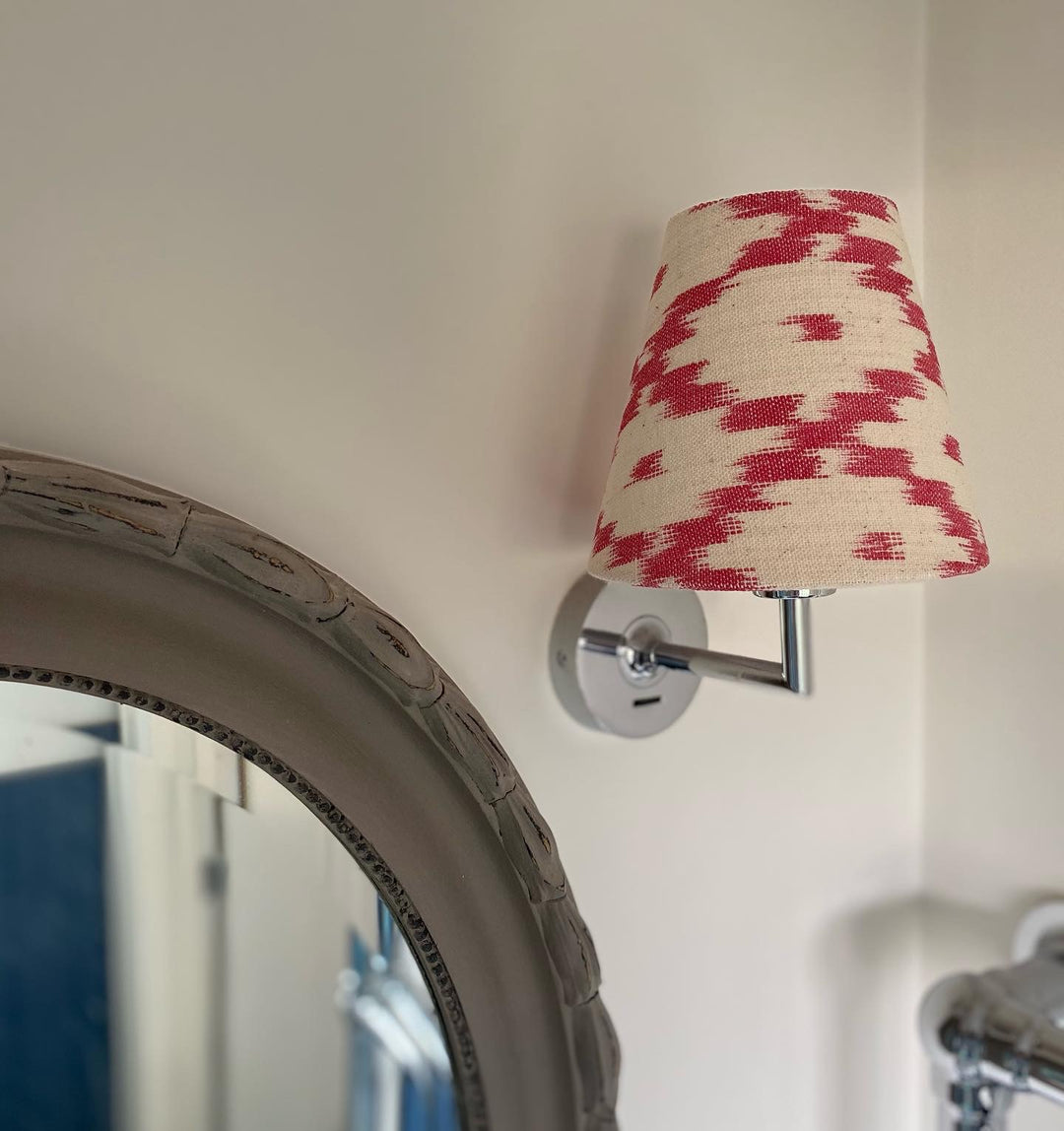 LAMPSHADE - SMALL CLIP-ON, RASPBERRY CHEVRON