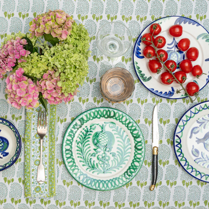 BUMBLE TABLECLOTH IN GREEN/AQUA
