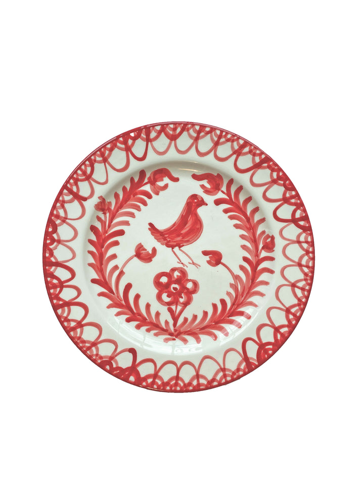 DINNER PLATE - BURNT SIENNA BIRD DESIGN