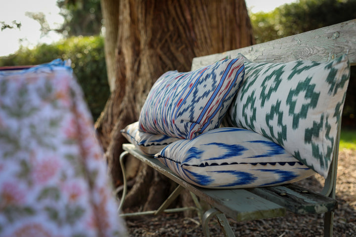 MALLORCAN FABRIC CUSHION - BLUE SWALLOWS