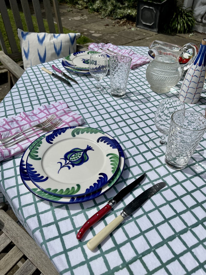 GREEN RUFFLE CHECK TABLECLOTH - Sale 30% off