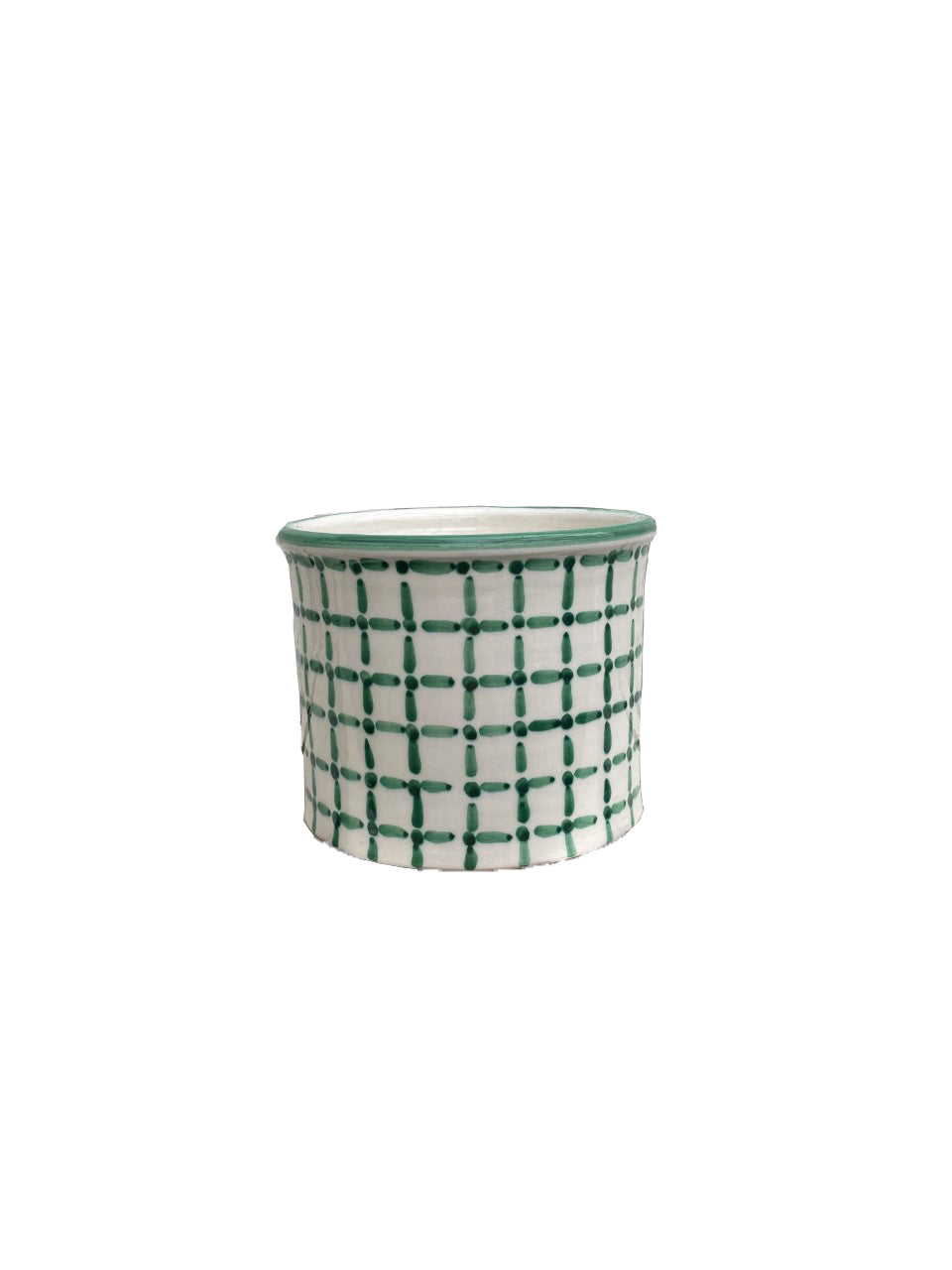 MEDIUM FLOWER POT - DASH DOT JUST GREEN