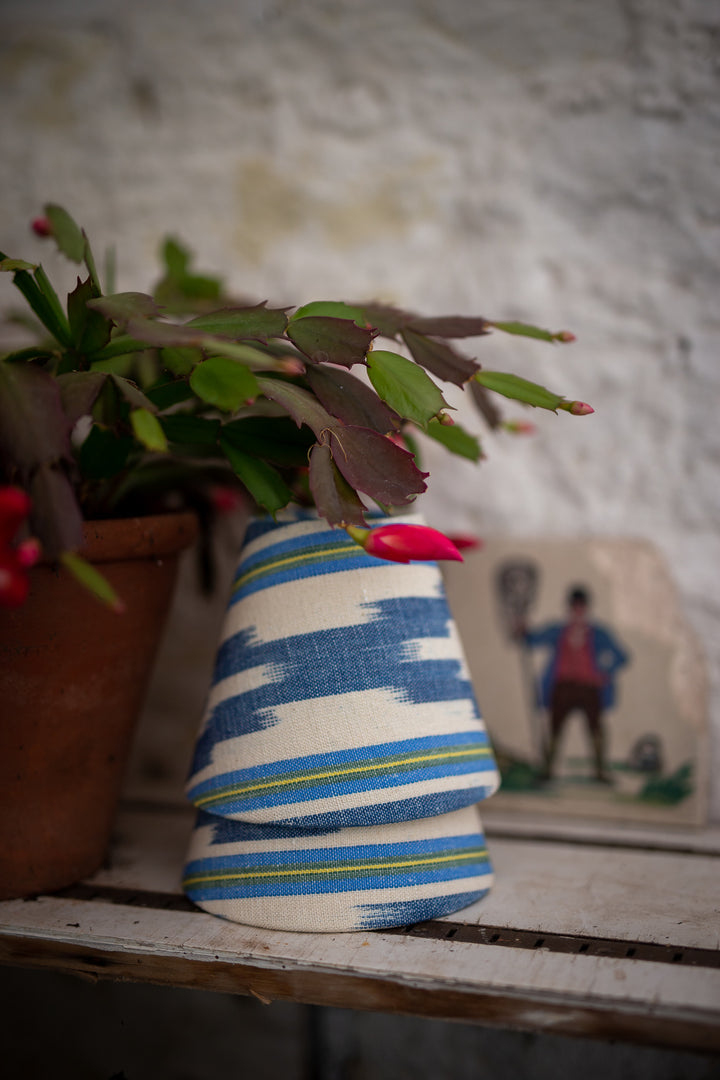LAMPSHADE - SMALL CLIP-ON, MULTISTRIPE WITH INDIGO CHEVRON