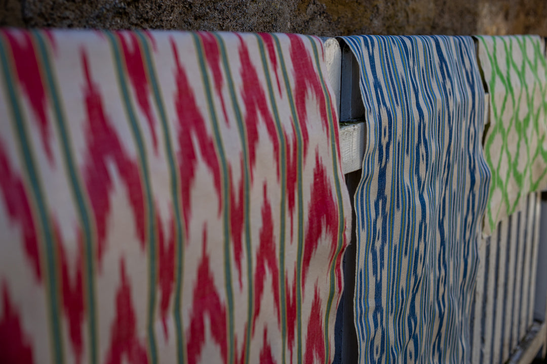BUJOSA FABRIC - RED ZIGZAG WITH GREEN STRIPE