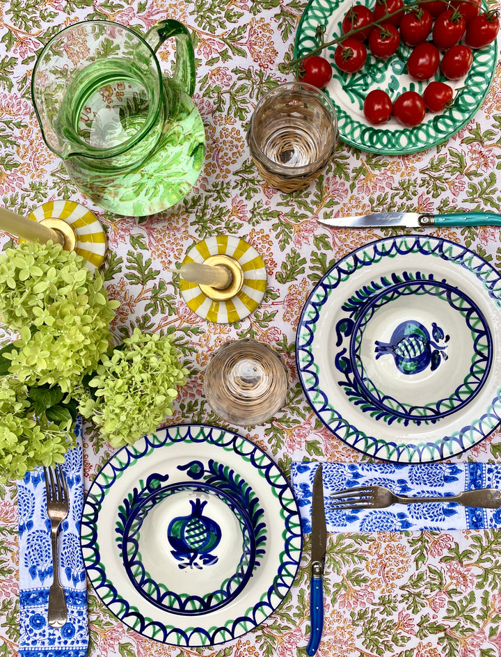 KELPIE TABLECLOTH IN PINK-GREEN