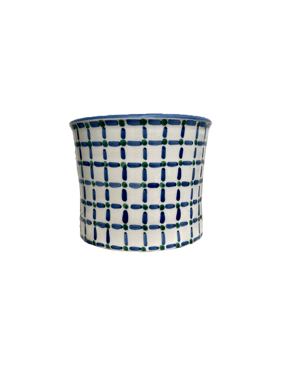 MEDIUM FLOWER POT - DASH DOT BLUE GREEN
