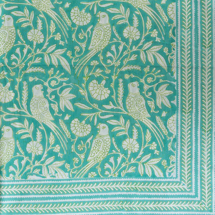 PARROT TABLECLOTH IN AQUA