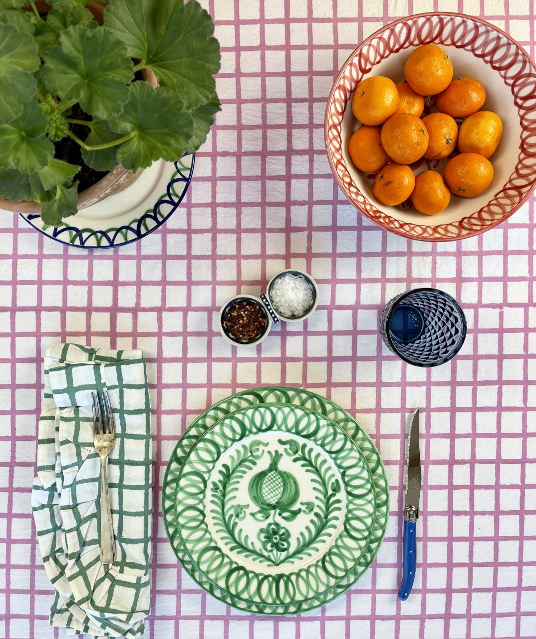 PINK RUFFLE CHECK TABLECLOTH - Sale 30% off