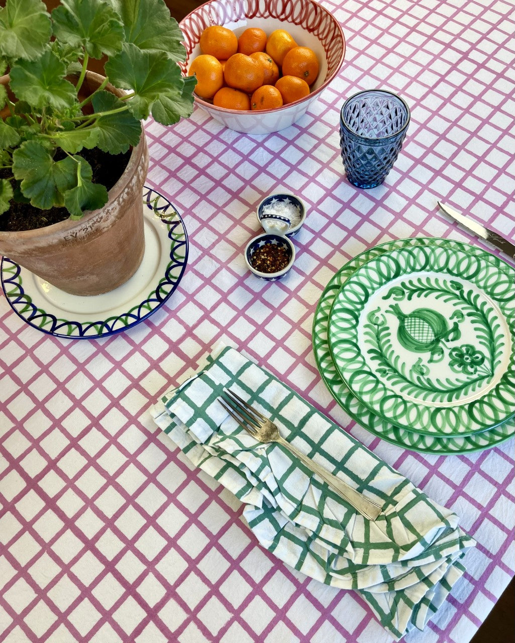 PINK RUFFLE CHECK TABLECLOTH - Sale 30% off