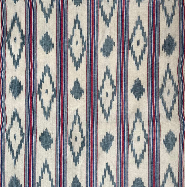 BUJOSA FABRIC - DENIM BLUE AND RED STRIPE WITH CHEVRONS