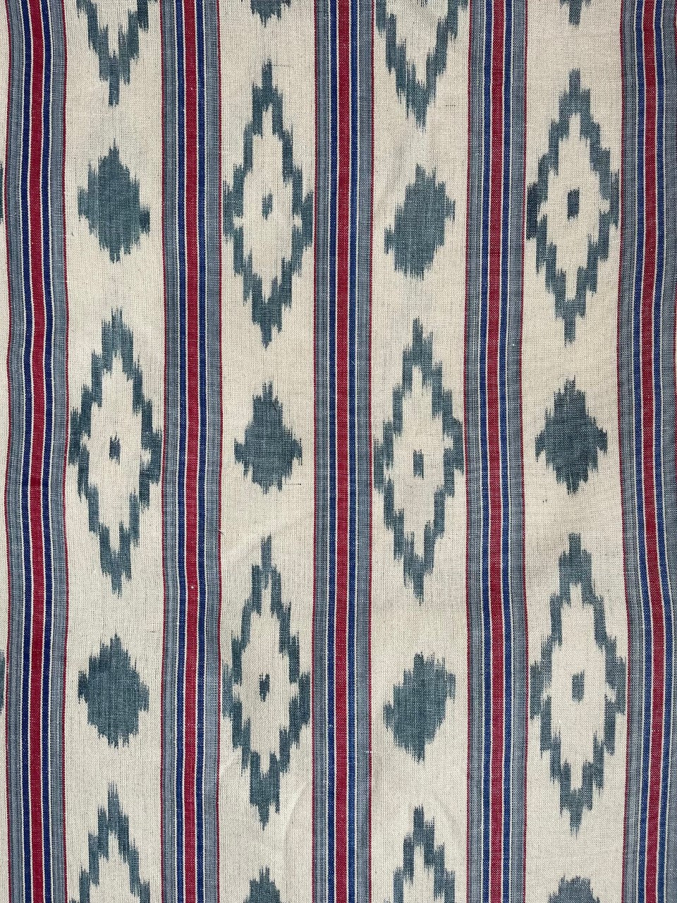 BUJOSA FABRIC - DENIM BLUE AND RED STRIPE WITH CHEVRONS