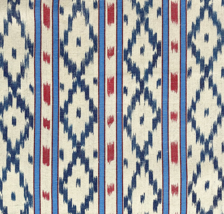 BUJOSA FABRIC - SKY BLUE AND RED STRIPE WITH INDIGO CHEVRON
