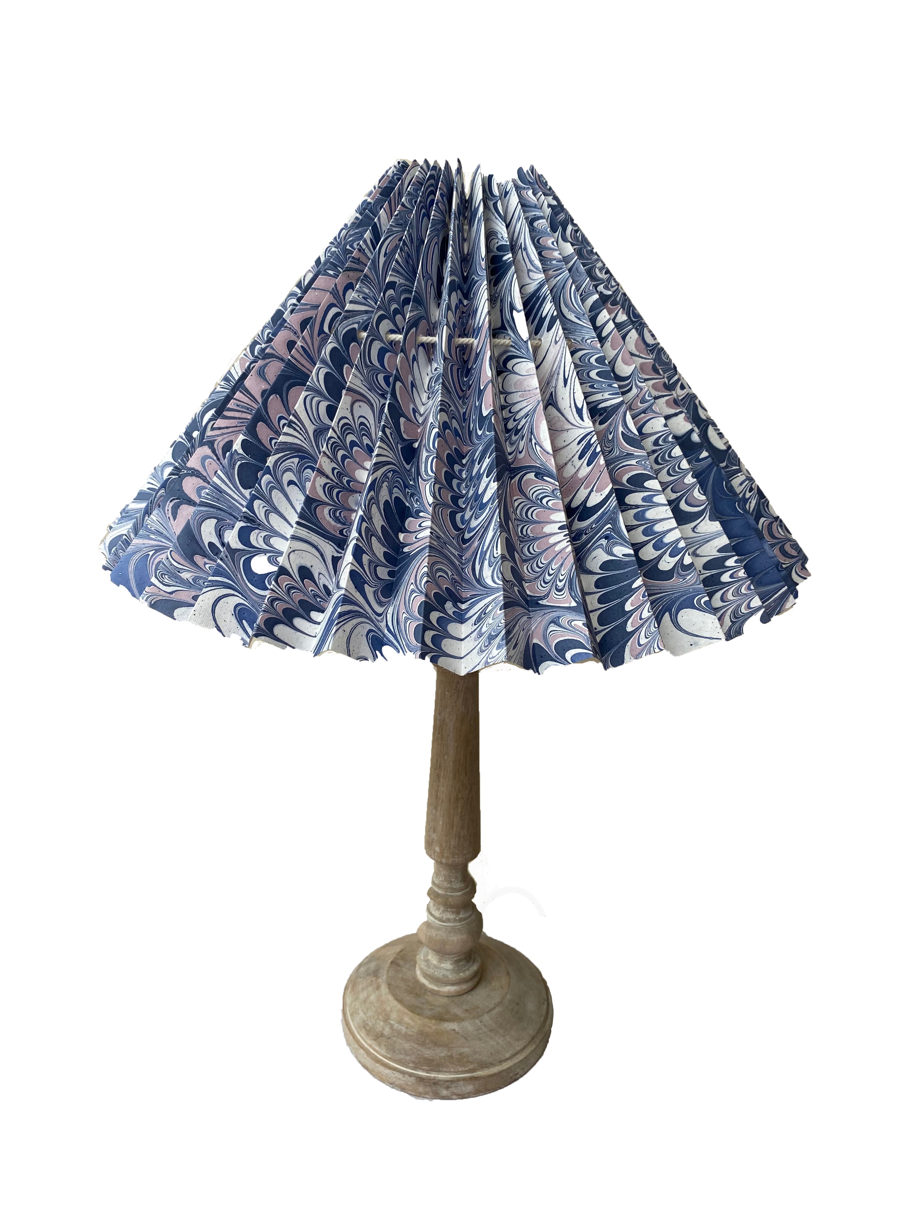 HANDMADE MARBELED PAPER LAMPSHADE IN BLUE, PINK AND WHITE - Sale 30% off.