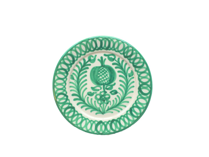 SIDE / DESSERT / SALAD PLATE - GREEN POMEGRANATE DESIGN