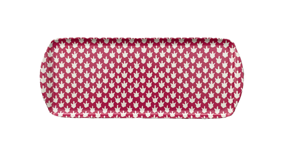 MELAMINE TRAY - CHICKEN FEET PATTERN, PINK - Sale 25% off