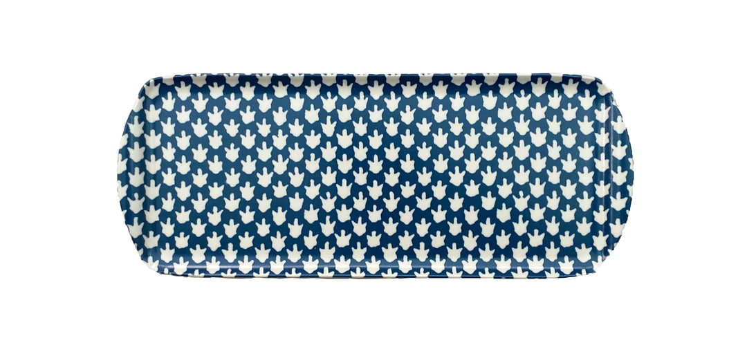 MELAMINE TRAY - CHICKEN FEET PATTERN, BLUE - Sale 25% off