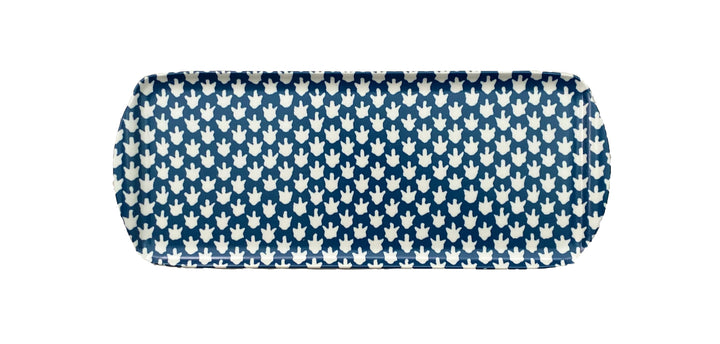 MELAMINE TRAY - CHICKEN FEET PATTERN, BLUE - Sale 25% off
