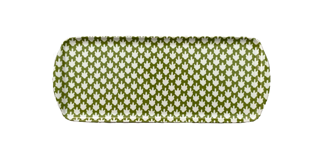MELAMINE TRAY - CHICKEN FEET PATTERN, GREEN - Sale 25% off